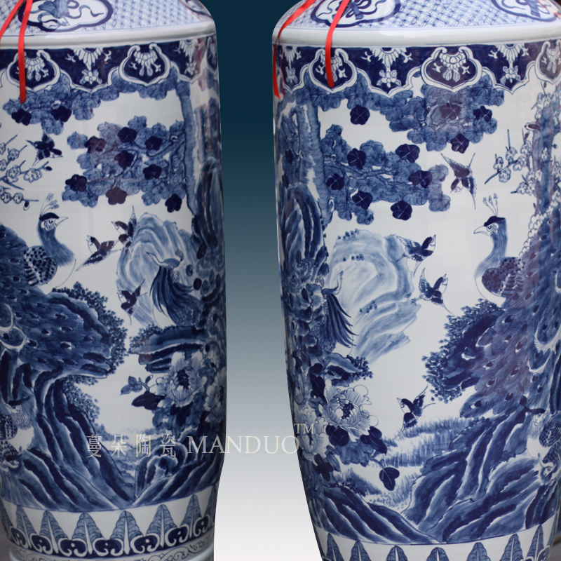 Jingdezhen blue and white phoenix hand - made admiralty big birds vase elegant style opening gifts style vase