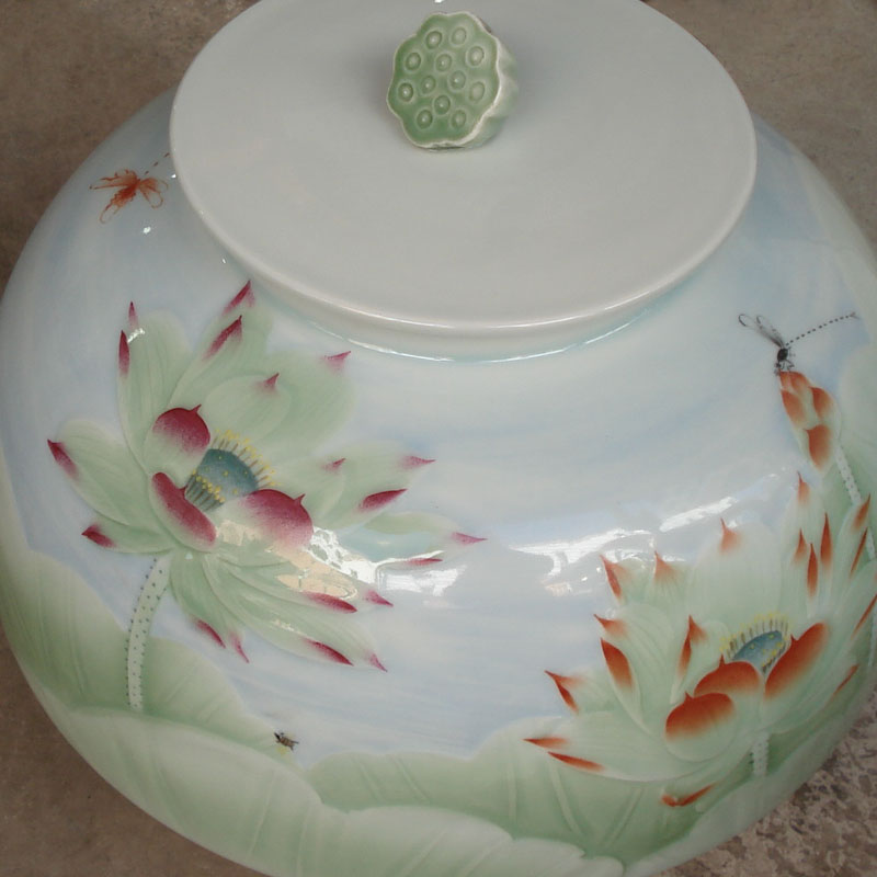 Jingdezhen high - grade hand - made caddy fixings large tea jars of fashion beautiful porcelain rice storage tanks