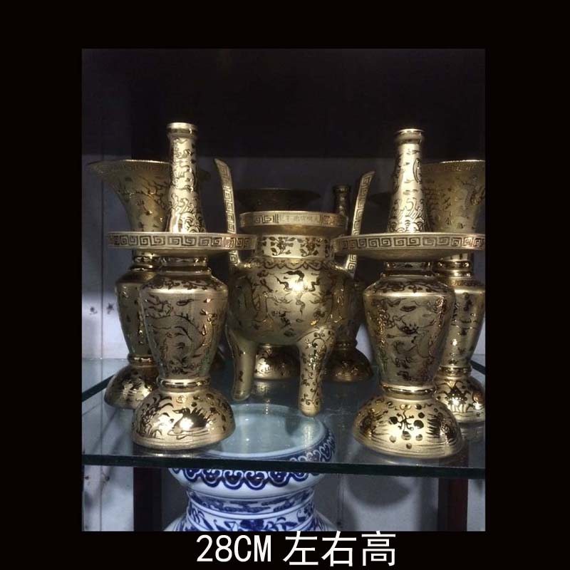 Jingdezhen 28 cm high five for temple buddhist temple consecrate five hand - made porcelain for gold glaze for five furnishing articles