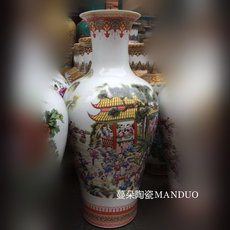 In jingdezhen, the peony design and color is 70 cm tall sitting room place vases, welcome feel affordable decorative vase