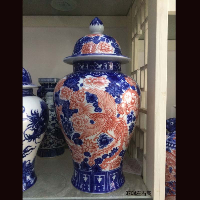 Jingdezhen porcelain youligong longfeng grain ears zun ceramic vase cover tank general practical storage POTS