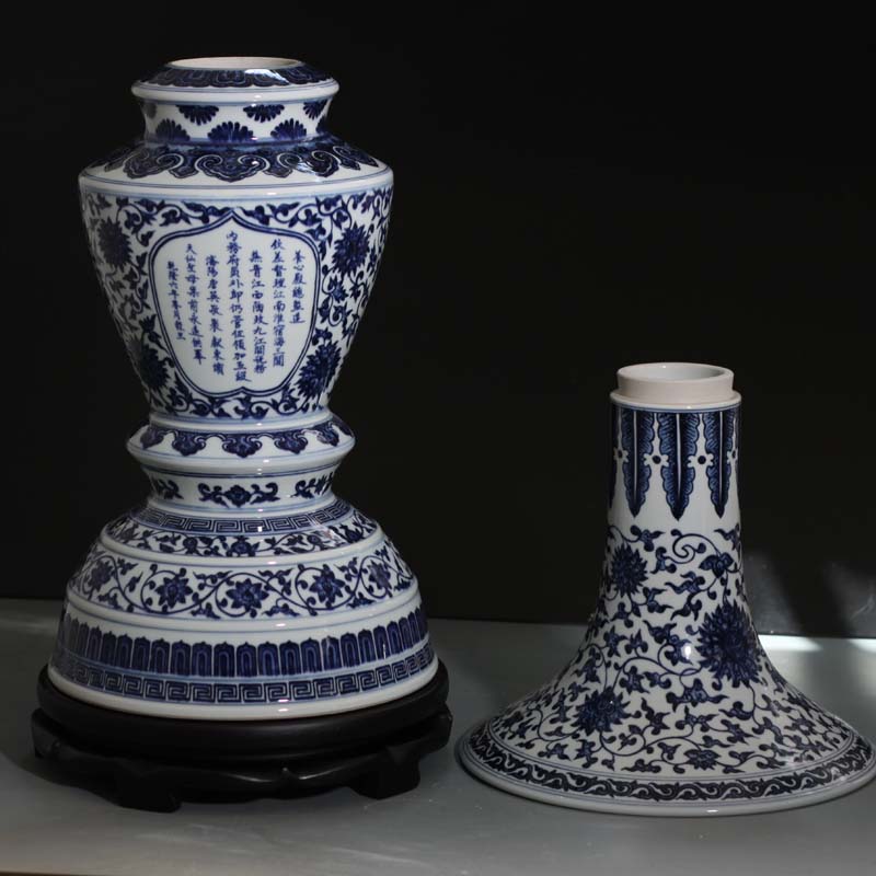 Qianlong imperial yangxin dian flower vase with blue and white classical jingdezhen fine hand made porcelain flower vase with Qianlong vase