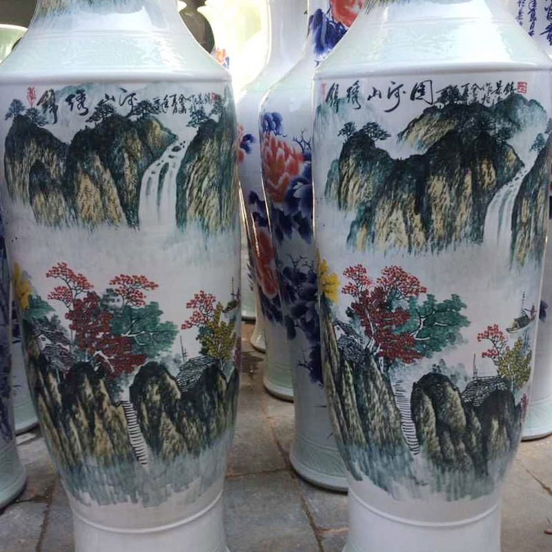 Jingdezhen hand - made scenery color landscape sitting room color vase hotel welcome at the gate of the vase