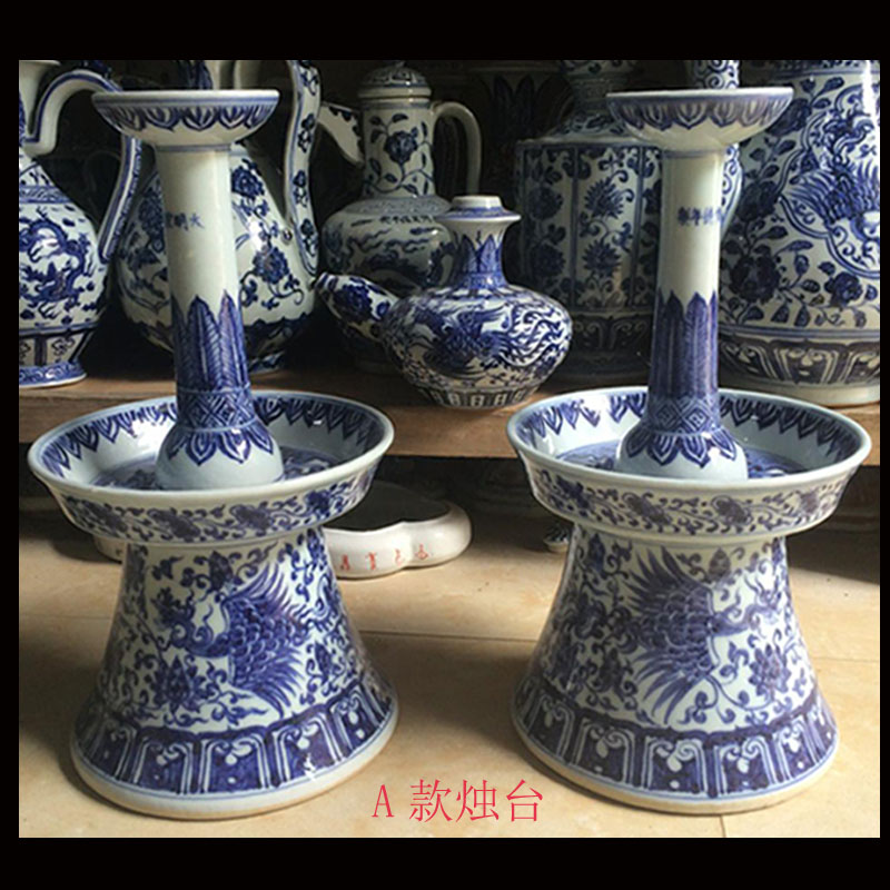 Jingdezhen jintong antique porcelain based holder candlestick of primitive simplicity of classical candlestick hand - made jintong of blue and white porcelain