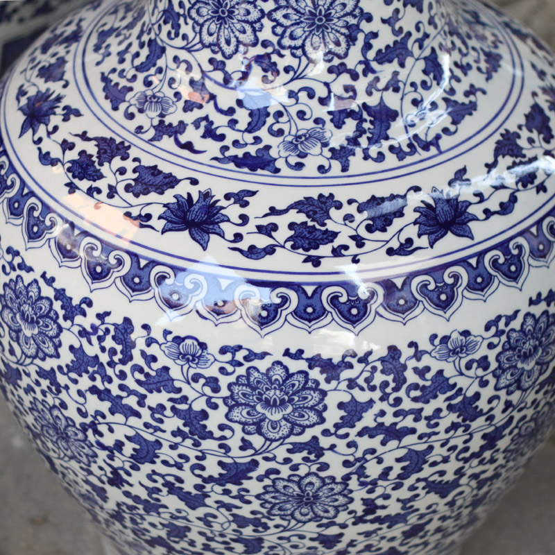 Jingdezhen blue and white flowers classical furnishings vase full 1 m sitting room furnishings simple big vase