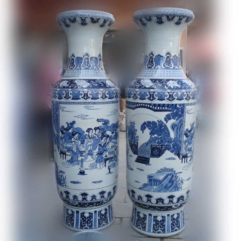 Jingdezhen hand - made 1.8 meters high bulky hand - made classical traditional Chinese porcelain vase hand - made beauty of the big vase