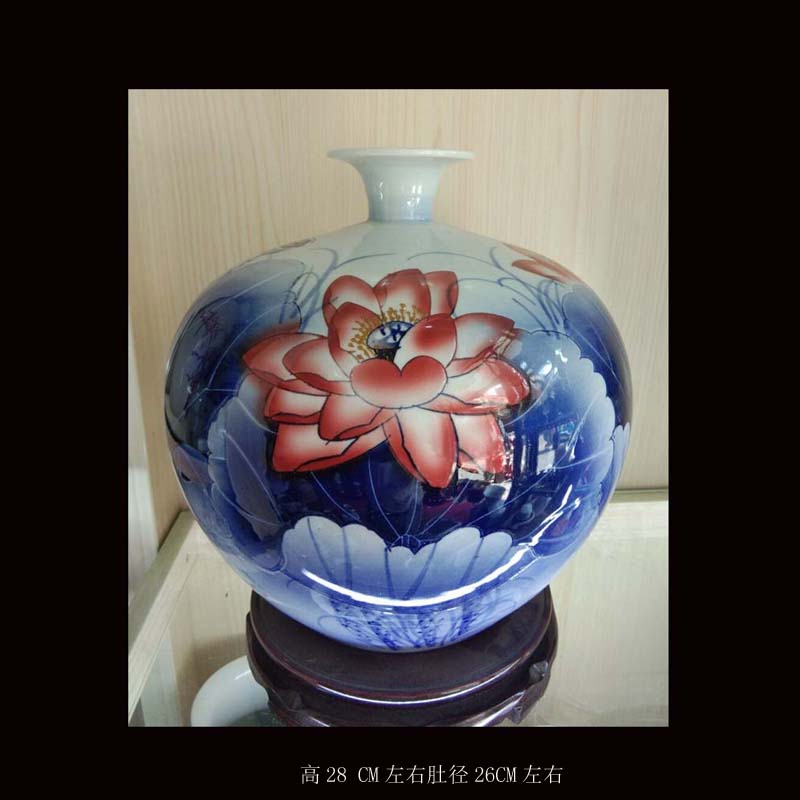 Jingdezhen porcelain hand - made lotus flower vase fashionable sitting room elegant crafts ceramics display cabinet