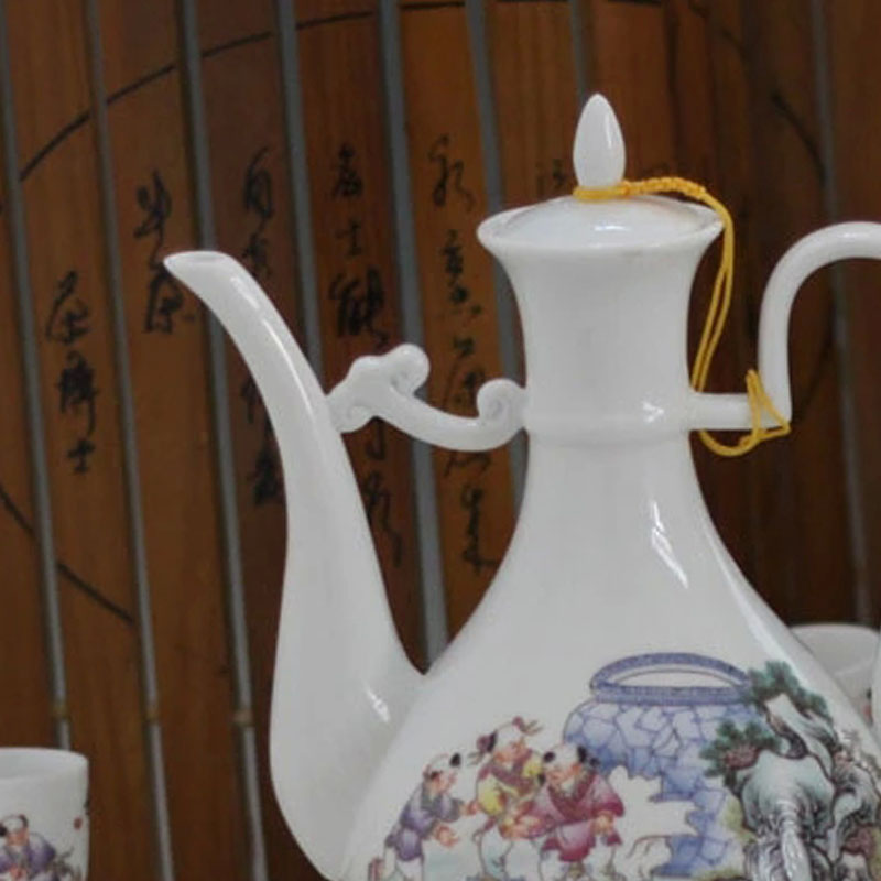 Jingdezhen porcelain height tong qu hip flask glass suits for pure high - grade liquor liquor wine ceramic packages