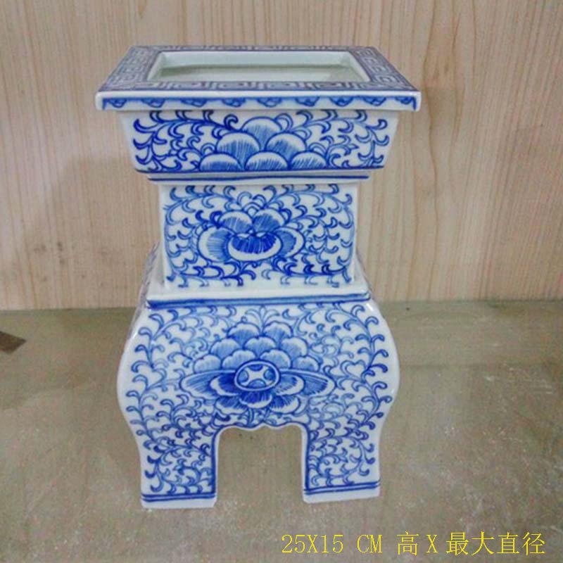 Square move censer hand - made of blue and white porcelain of jingdezhen chicken WenXiangLu jintong abnormity porcelain incense buner