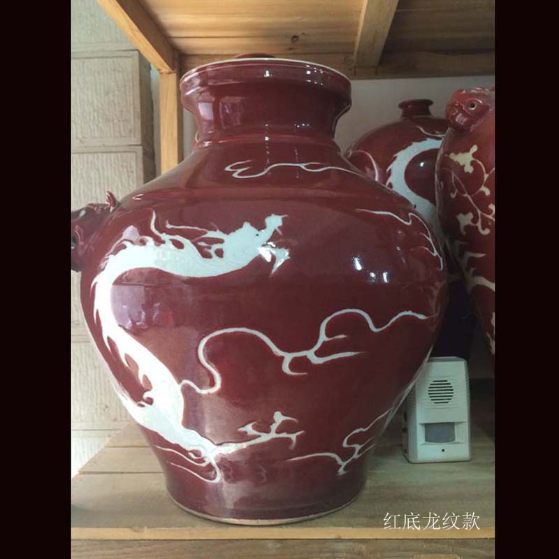 Jingdezhen hand - made imitation of yuan and Ming ji blue and white Long Mei bottles of red white ceramic vase having chicken lines hand - made of vases