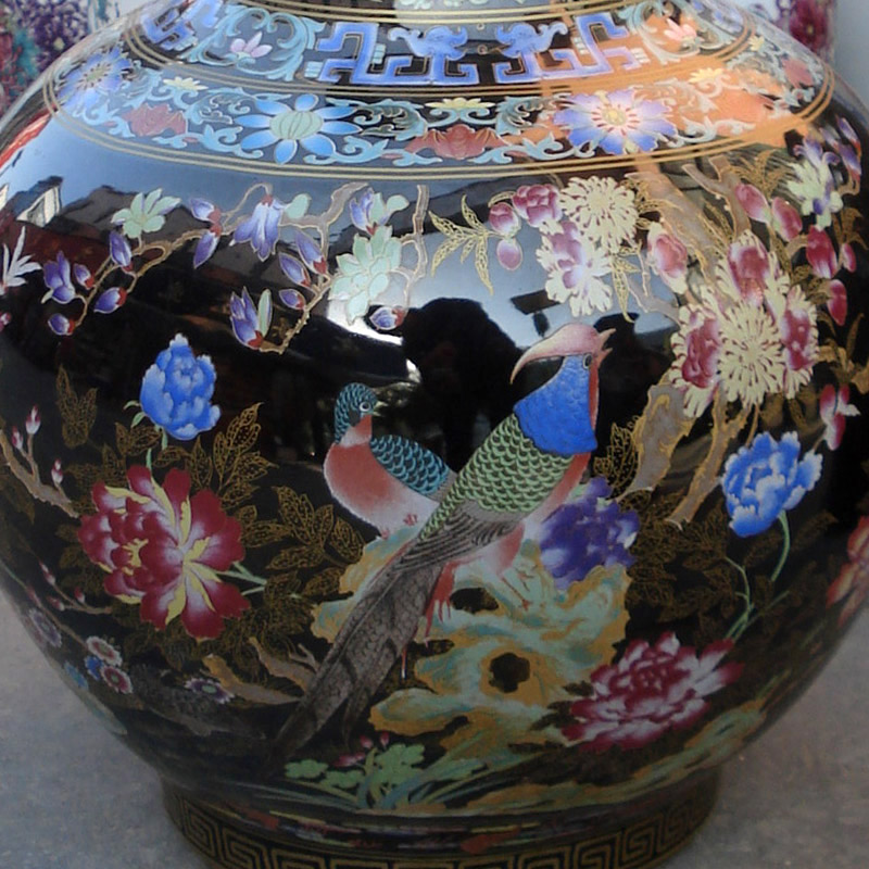 Made black color porcelain vase flowers part color display vase 55 high vase