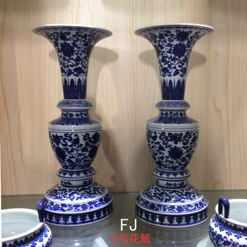 Jingdezhen imitation qianlong five gong set porcelain flower vase with candlestick censer atmosphere of pure hand - made five for blue and white suit