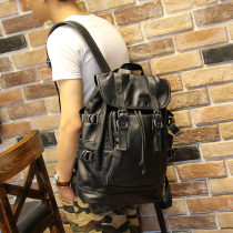 Mens bag Korean version of the campus computer student school bag Leather backpack backpack travel bag tide casual new