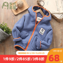 Boys lamb fleece hooded jacket thickened winter childrens hooded tops medium and large childrens fleece warmer jacket childrens clothing trendy