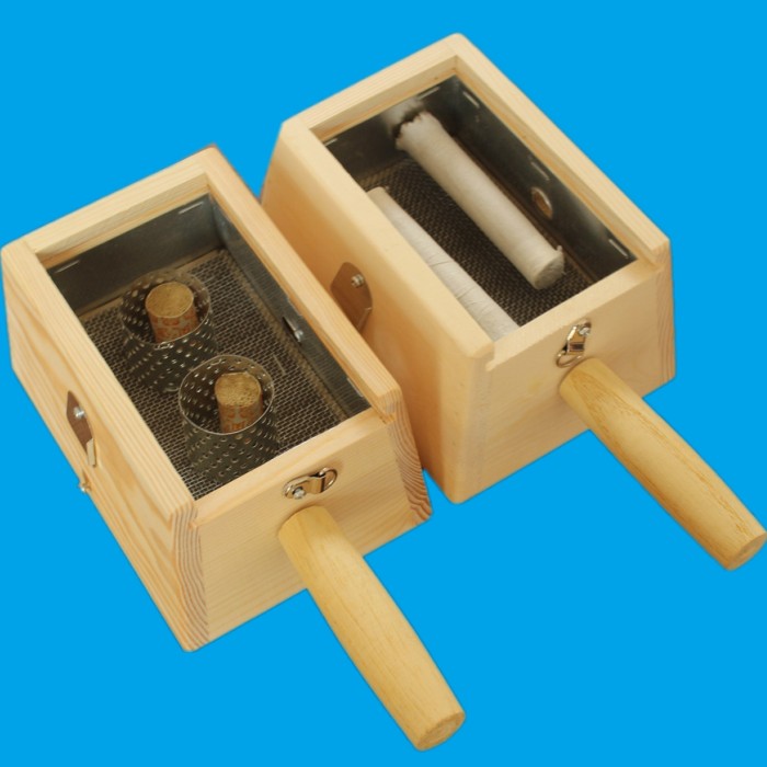 艾炙颈椎脊椎柱熏烤艾草蒿叶木盒双柱两孔灸箱暖宫肚脐随身艾灸器