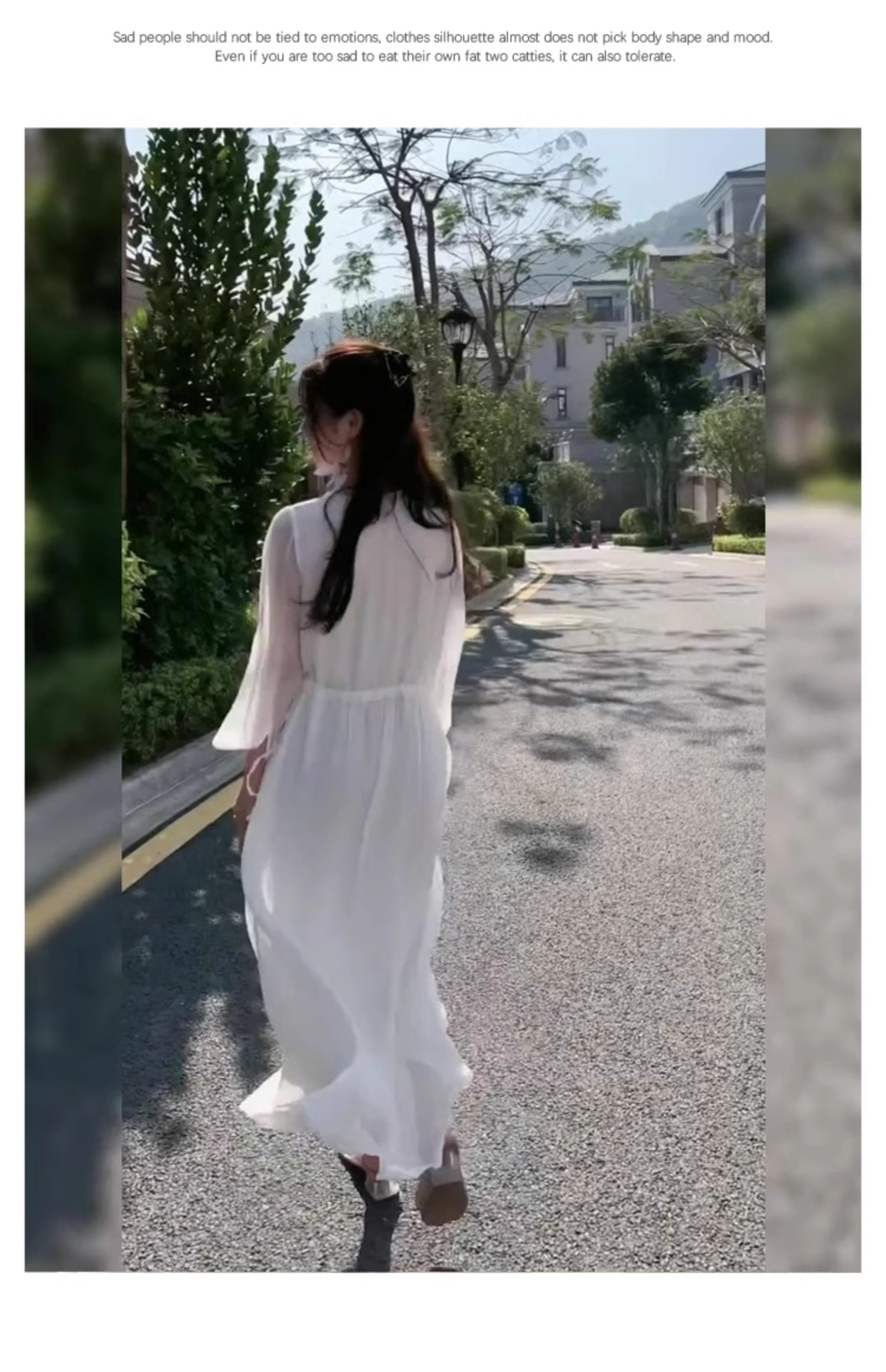 大码白色连衣裙女春季胖mm法式气质v领长袖裙子温柔风绝美长裙