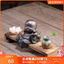 New tea pet ornaments black gold sand purple sand small sand Mi Zen tea ceremony Cute little monk home furnishings tea play