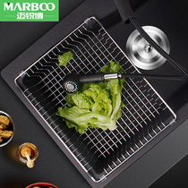 Mai Ruibo kitchen 304 stainless steel drain basket pool washing basin dish washing drain rack drain frame plus round