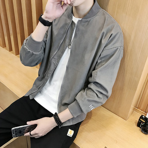 8港风男装夹克2018新款冬季刺绣修身大码外套青年休闲棒球服潮