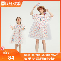 Parent-Child Dress Cartoon Bear Print Childrens Skirt 2021 Summer Female Female Orgen Dress