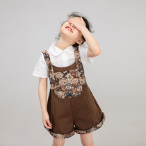 Miss Sunny original girls bear pattern bib pants 2021 summer new loose wide leg slacks for children