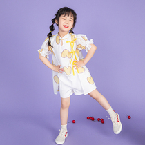 Miss Sunny original girls sweet printed bubble sleeve top 2021 summer new yarn chiffon shirt