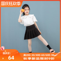 White doll collar girl shirt 2021 summer new sweet lace short sleeve cotton loose top Children women