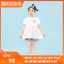 Original foreign style Girl T-shirt 2021 summer new cartoon embroidered childrens coat mesh bow childrens T-shirt