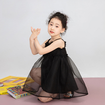 Miss Sunny Original Girls Black Organza Fairy Skirt 2021 summer Korean version suspender dress for children