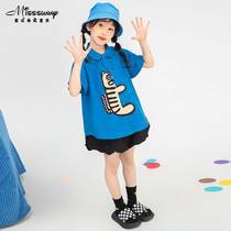 Klein blue cartoon tiger print loose foreign style girls shirt summer new refreshing short top cardigan