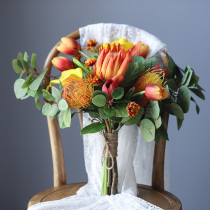 ins Nordic autumn color simulation bouquet floral set hand-held Flower fake flower home decorations soft decoration