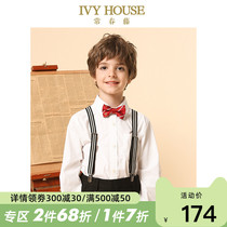 IVY HOUSE Ivy childrens clothing mens long-sleeved white shirt childrens autumn new fashion college cotton shirt gentleman