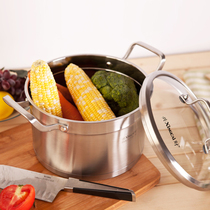 Double ear soup pan home 304 stainless steel 22CM three-layer thickened saucepan oven gas cooker gas cooker gas cooker