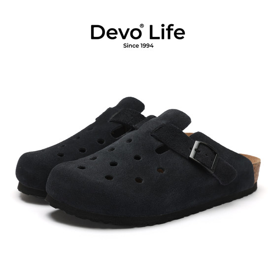 Devo/Wo 코르크 슬리퍼 하프 가방 캐주얼하고 세련된 귀여운 가방 헤드 하프 랩 홀 신발 여성 22002 Devo/Wo 코르크 슬리퍼 하프 가방 캐주얼하고 세련된 귀여운 가방 헤드 하프 랩 홀 신발 여성 22002