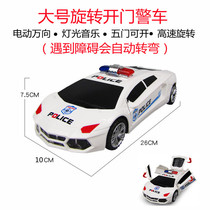 Rotary Lift Door Open Electric Universal Police Car Music Light Stunt Vehicle Simulation Vehicle Model Children Toy Gift