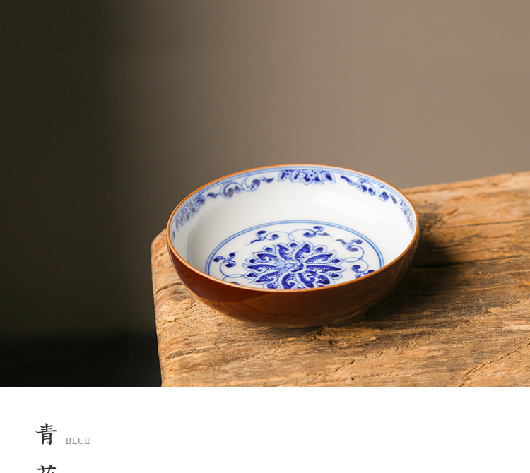 池羽陶瓷青花莲花品茗杯主人杯茶碗景德镇茶具泡茶杯功夫茶杯单杯_7折