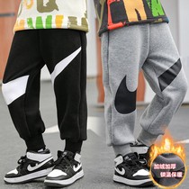 Boys add velvet pants 2022 new spring and autumn Han version of handsome children's casual trousers loose sweatpants tide