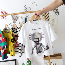 7 28T shirt summer children short sleeve male baby tide summer childrens clothing cotton 2021 new summer half sleeve shirt