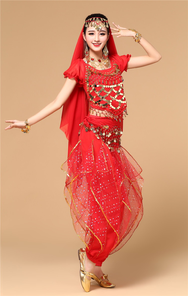 包邮2019肚皮舞练功服套装高档演出服印度舞蹈服装短袖新款成人女