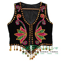 Xinjiang National costume Womens Uighur dance vest vest performance suit Hand embroidered stage performance suit horse clip
