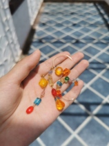 TWOR original handmade American imported 14K gold colored colorful candy earrings ins girl heart