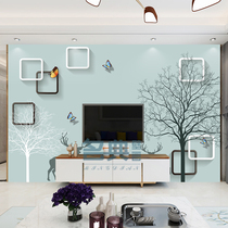 Modern minimalist bamboo wood fiber integrated wall panel TV background wall Nordic wind elk fast loading buckle plate splicing waterproof