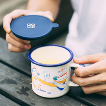 Tree enamel flat Magpie enamel cup household cup large capacity mug creative personality couple water Cup