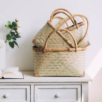 Tree can bamboo woven basket home hand woven storage basket basket outdoor portable picnic basket fruit basket