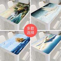 3D printed pvc soft glass waterproof oilproof oilproof scrub-free table mat tea table cloth tea table mat thickened desk ins