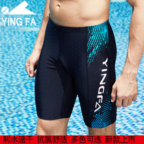 Yingfa swimming trunks mens five-point quick-drying large size swimming trunks Hot spring knee-length professional imitation shark skin bathing suit