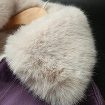 (Spot second hair)Giant foreign style purple ~ imitation otter rabbit hair big hair collar thickened denim jacket female 2020 winter