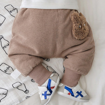 0-3 years old autumn and winter baby fleece trousers thickened warm loose big butt PP baby bundle feet pants 1 winter style