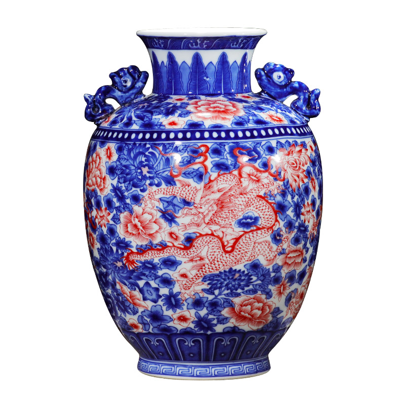 Jingdezhen ceramics youligong dragon pattern of blue and white porcelain vase flower arranging new Chinese style household furnishing articles sitting room adornment