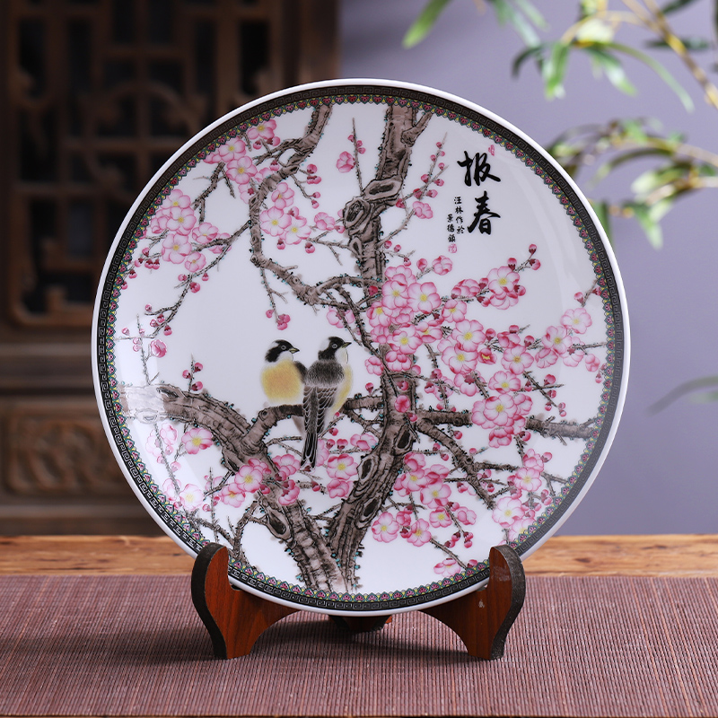 Jingdezhen ceramics hang dish place decoration plate Chinese wine sitting room TV ark, household act the role ofing is tasted handicraft